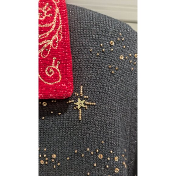 Vtg Design Options Christmas Cardigan Womens Small Nativity Holiday Sweater - Picture 9 of 12